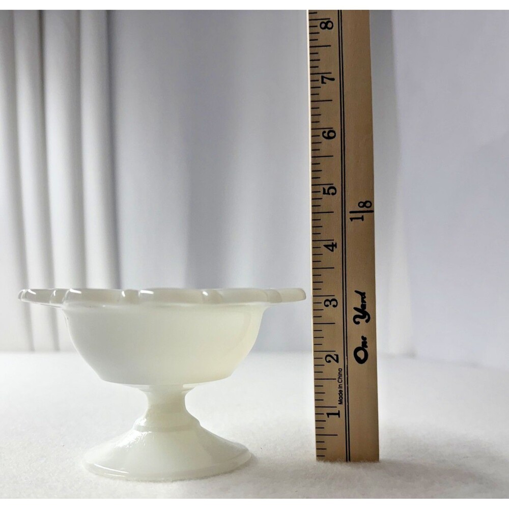 Milk Glass Compote 5" Open Lace Edge Pedestal Candy Dish Footed Bowl Vintage